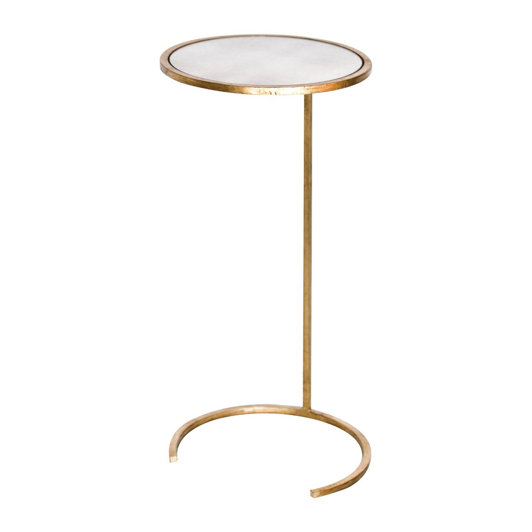 Monaco - Small Round Cigar Table Gold Leaf With Antique Mirror Top