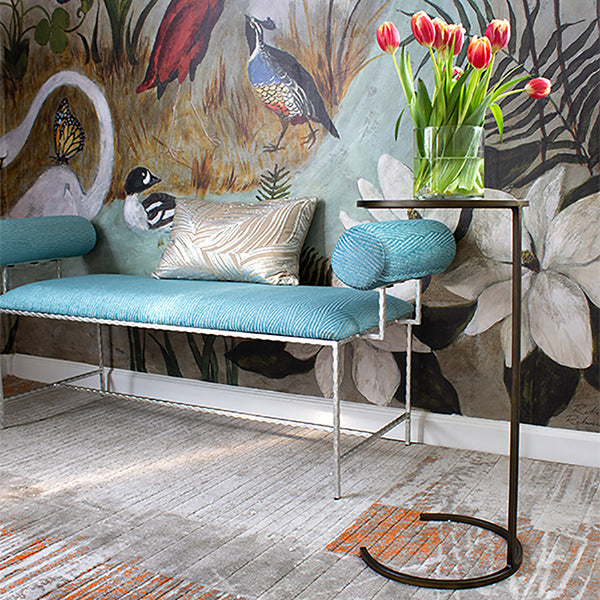 Side Tables Monaco - Small Round Cigar Table Bronze With Antique Mirror Top