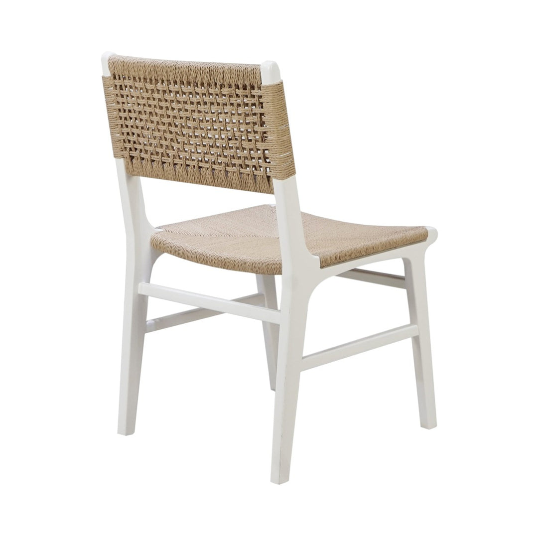 Monroe - Woven Back Dining Chair With Rush Seat In Matte White Lacquer