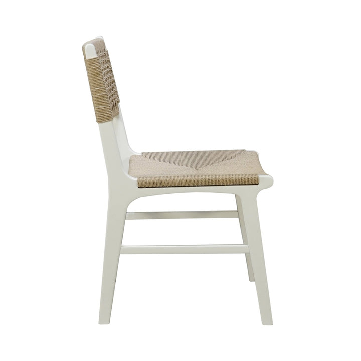 Monroe - Woven Back Dining Chair With Rush Seat In Matte White Lacquer