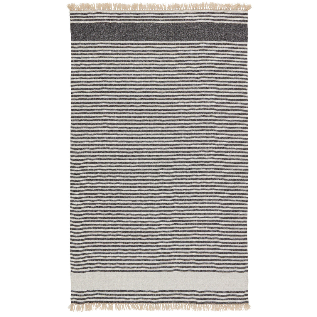 Vibe by Jaipur Living Strand Indoor/ Outdoor Striped Dark Gray/ Beige Area Rug (8'10"X11'9")