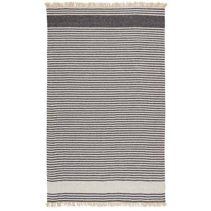 Vibe by Jaipur Living Strand Indoor/ Outdoor Striped Dark Gray/ Beige Area Rug (8'10"X11'9")