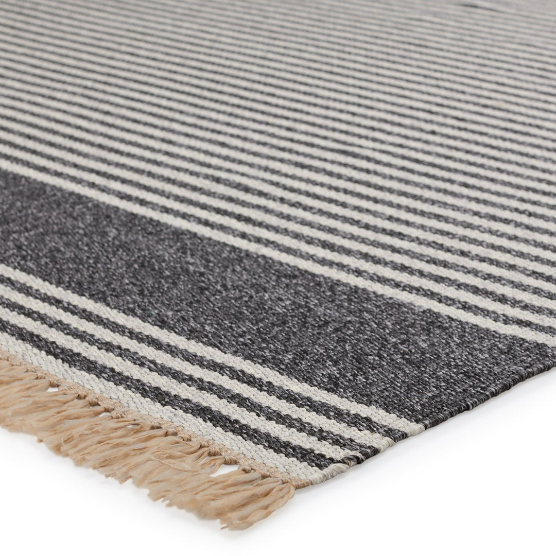 Vibe by Jaipur Living Strand Indoor/ Outdoor Striped Dark Gray/ Beige Area Rug (7'6"X9'6")