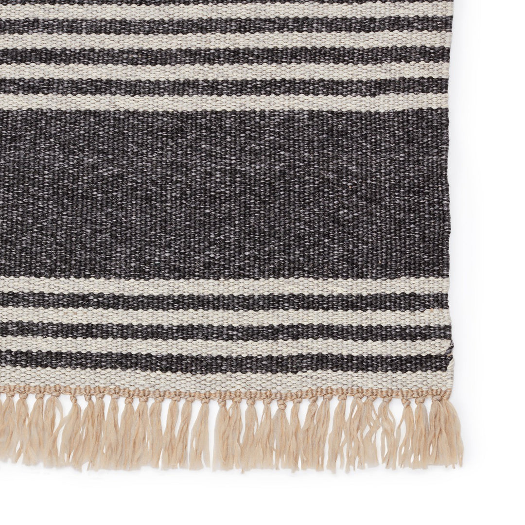 Vibe by Jaipur Living Strand Indoor/ Outdoor Striped Dark Gray/ Beige Runner Rug (3'X8')