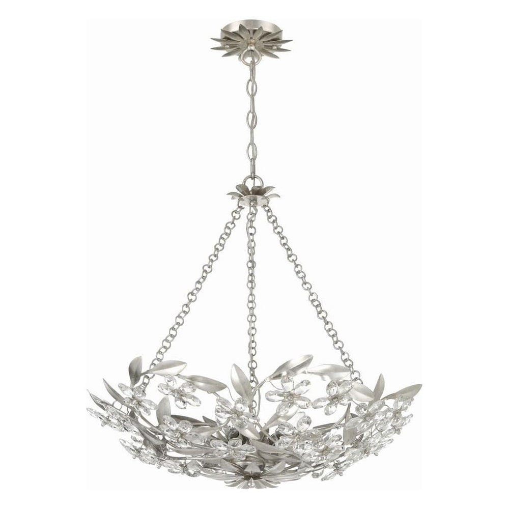 Marselle 6 Light Antique Silver Chandelier-Crystorama Lighting Company-CRYSTO-MSL-306-SA-Chandeliers-2-France and Son