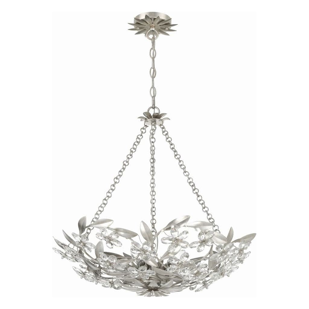 Marselle 6 Light Antique Silver Chandelier-Crystorama Lighting Company-CRYSTO-MSL-306-SA-Chandeliers-2-France and Son