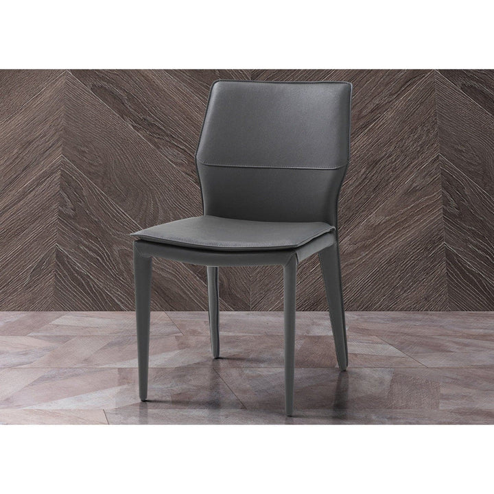 Miranda Dining Chair-Whiteline Modern Living-WHITELINE-DC1475-DGRY-Dining ChairsDark Grey Faux Leather-2-France and Son