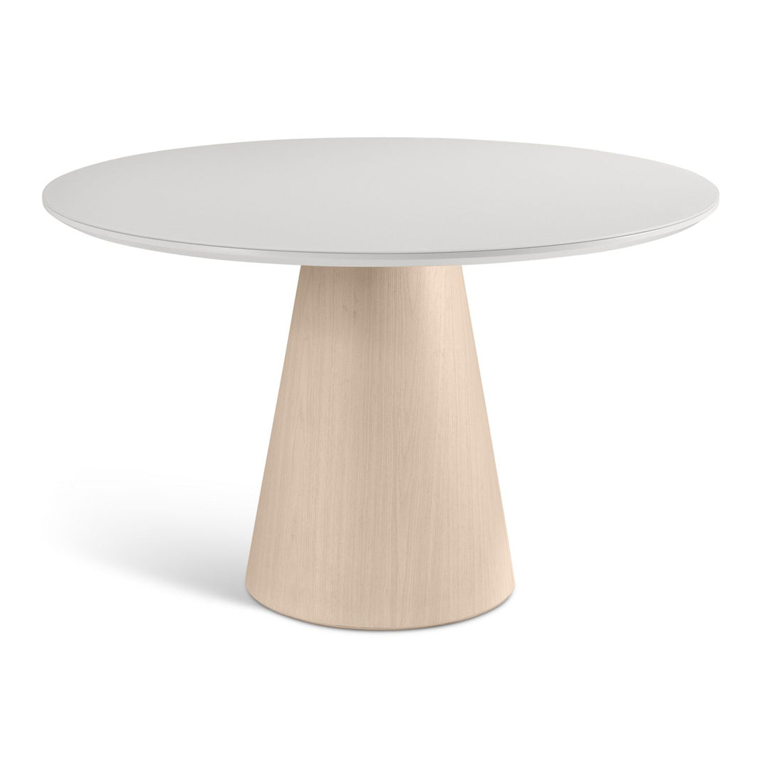 Mona Lacquered Glass & Wood Round Dining Table