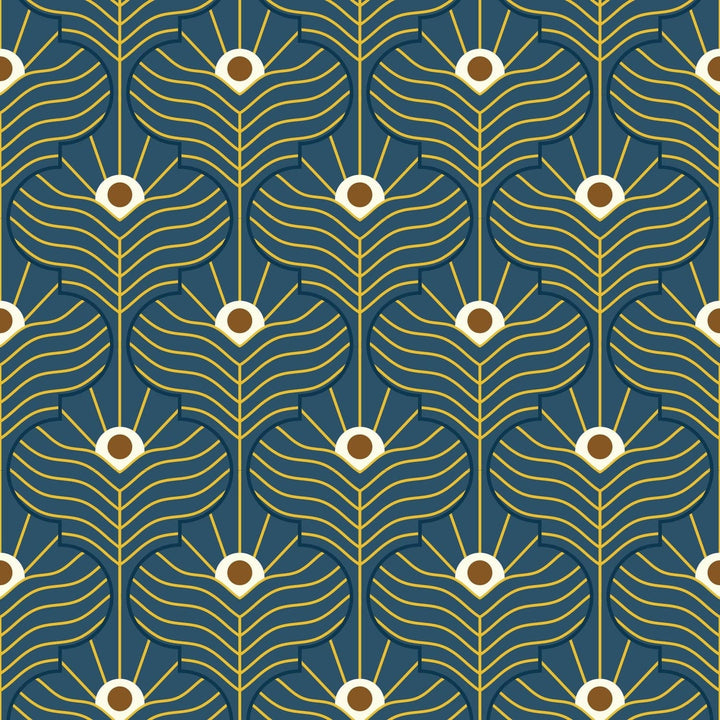 Moroccan Peacock Wallpaper-Mitchell Black-MITCHB-WC408-MA-PM-10-Wall DecorPatterns Marine-Premium Matte Paper-6-France and Son