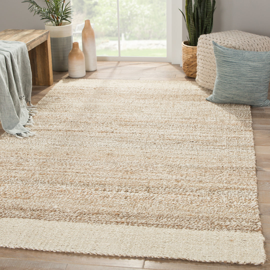 Jaipur Living Mallow Natural Bordered White/ Tan Area Rug (8'X10')