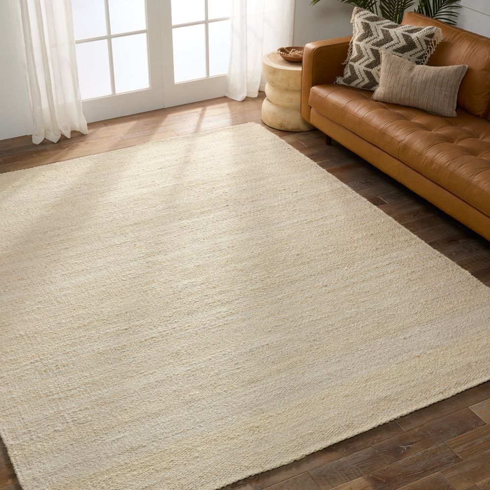 Herzian Natural Solid White Area Rug (10'X14')
