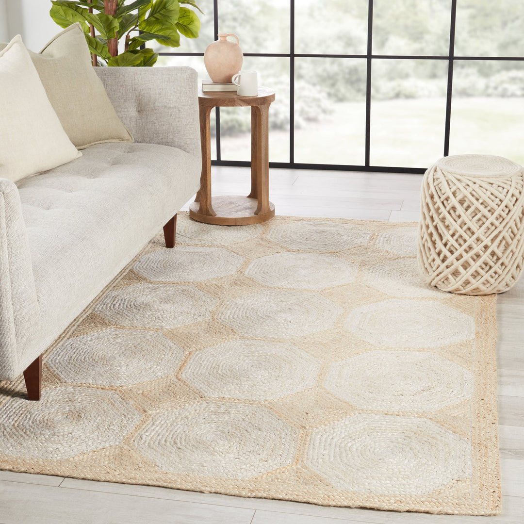 Jaipur Living Fiorita Natural Geometric Light Beige/ White Area Rug (2'X3')