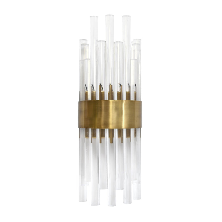 Natasha - Acrylic Rod Sconce With Antique Brass Band