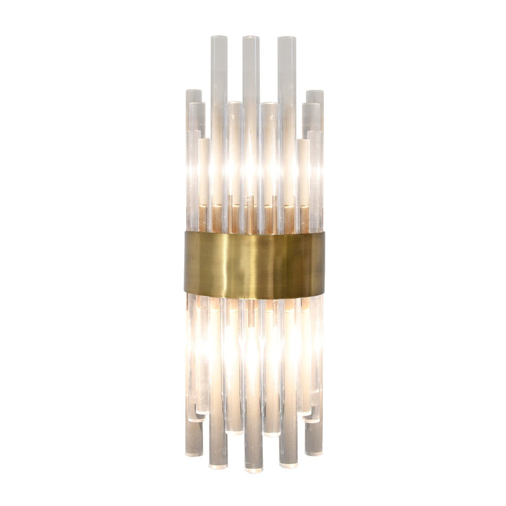 Natasha - Acrylic Rod Sconce With Antique Brass Band