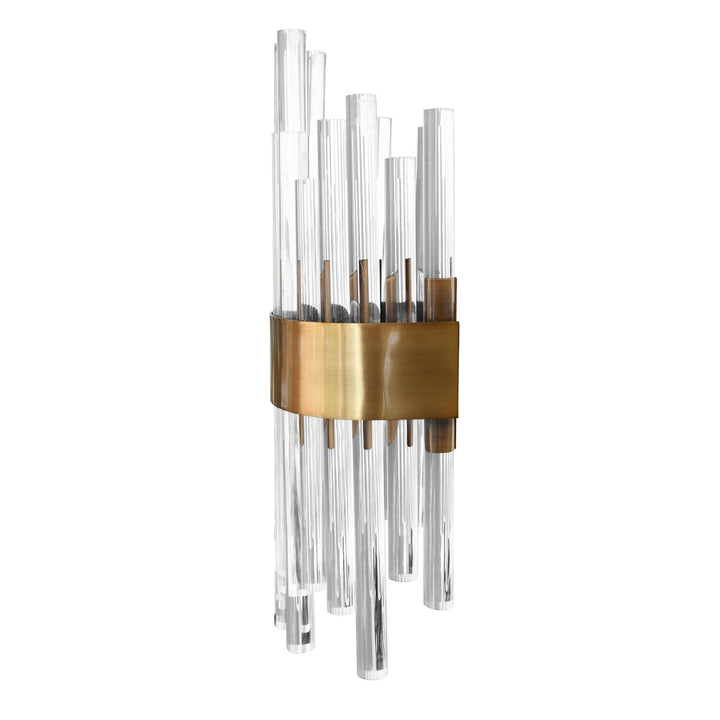 Natasha - Acrylic Rod Sconce With Antique Brass Band