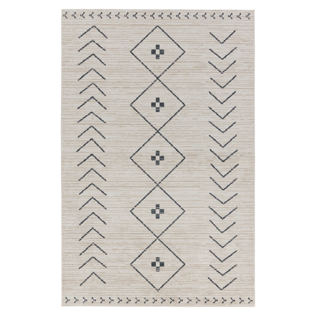 Vibe by Jaipur Living Taos Tribal Cream/ Dark Slate Area Rug (6'7"X9'6")