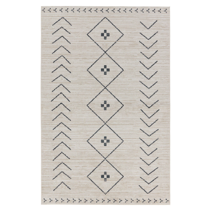 Vibe by Jaipur Living Taos Tribal Cream/ Dark Slate Area Rug (6'7"X9'6")