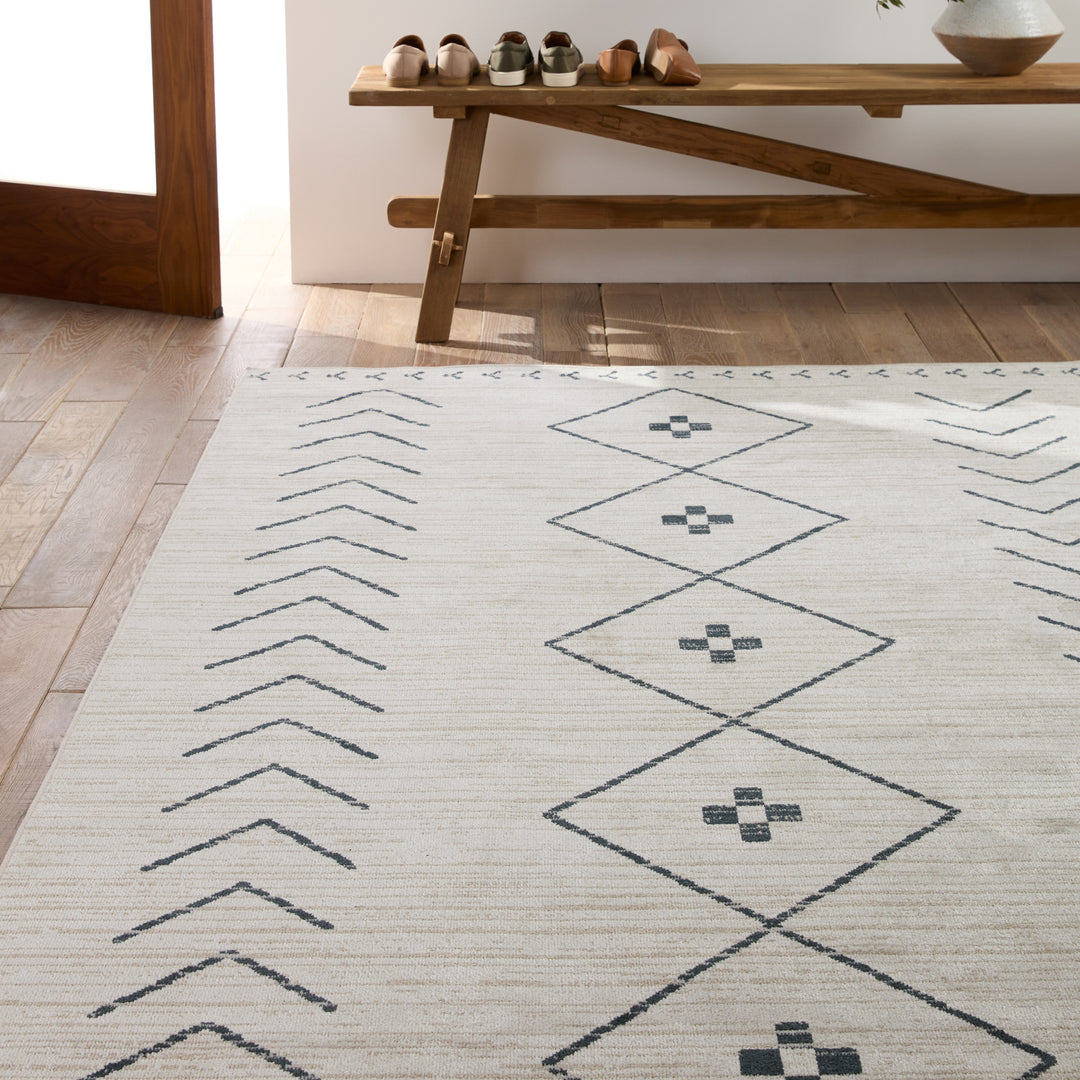 Vibe by Jaipur Living Taos Tribal Cream/ Dark Slate Area Rug (9'X12')