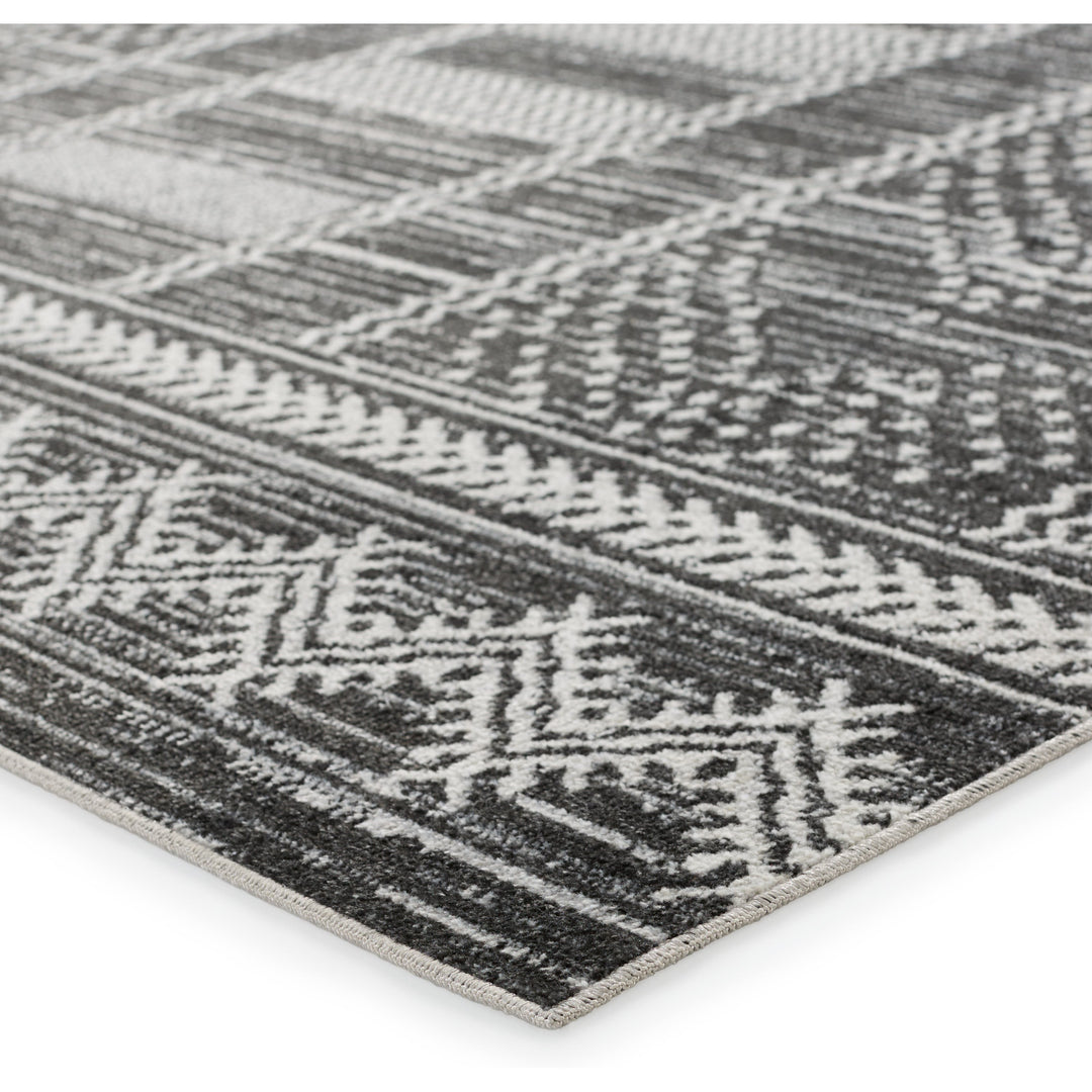 Vibe by Jaipur Living Mateo Tribal Black/ Light Gray Area Rug (5'3"X7')