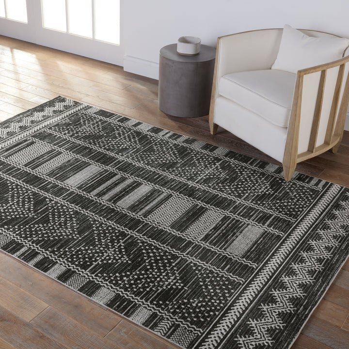 Vibe by Jaipur Living Mateo Tribal Black/ Light Gray Area Rug (6'7"X9'6")