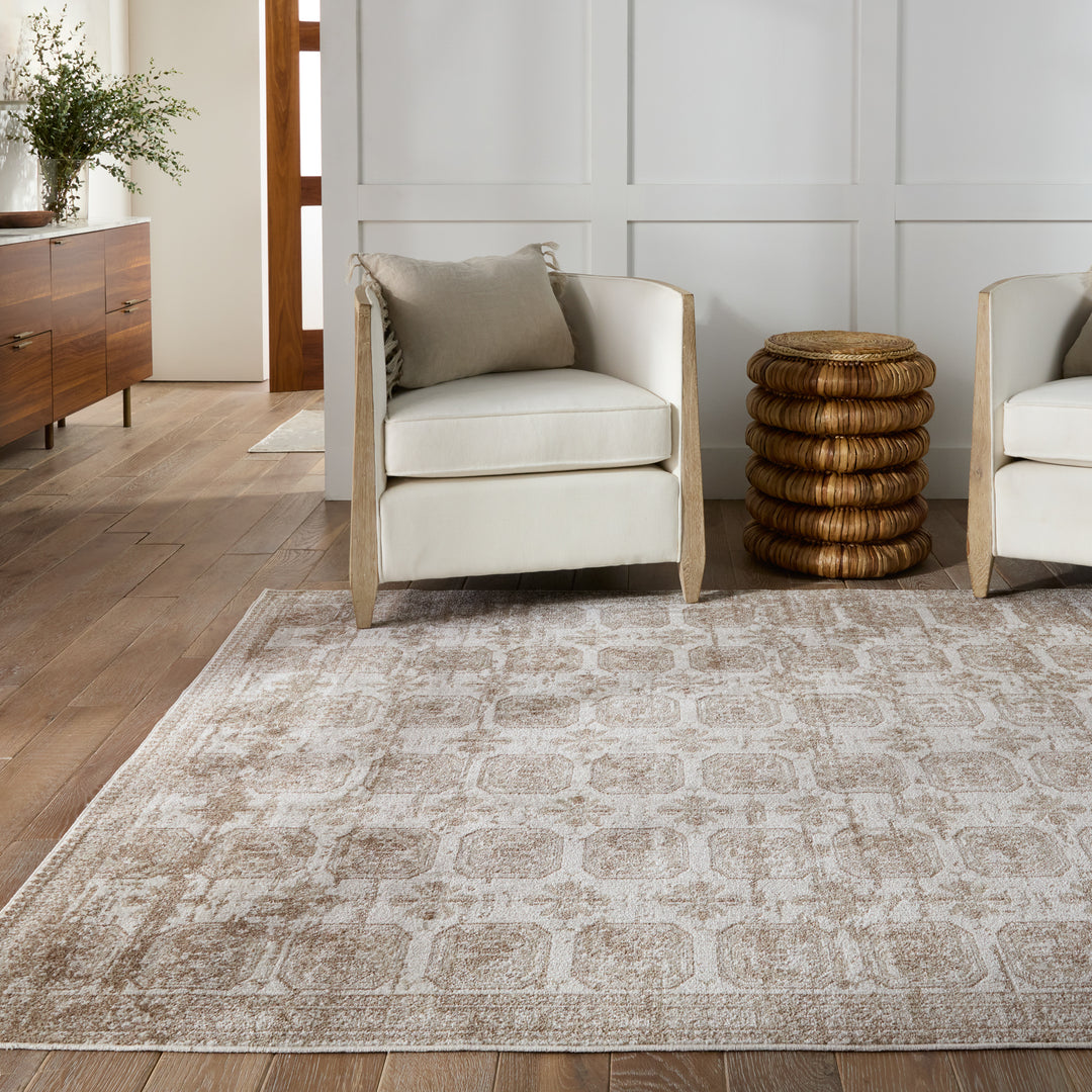 Vibe by Jaipur Living Milea Trellis Tan/ Cream Area Rug (5'3"X7')