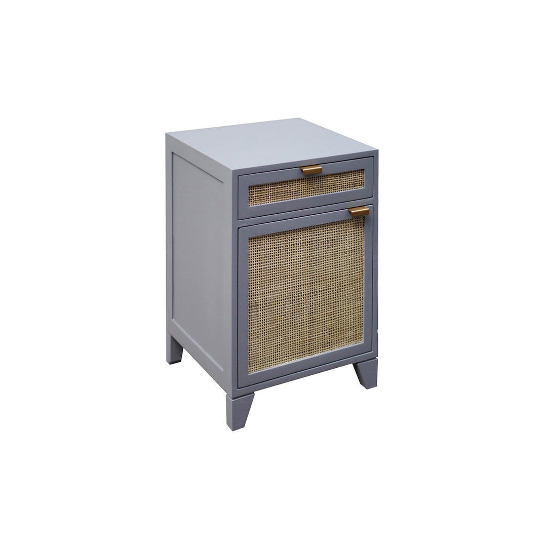 Nell - Side Table With Cane Door Front In Matte Grey Lacquer