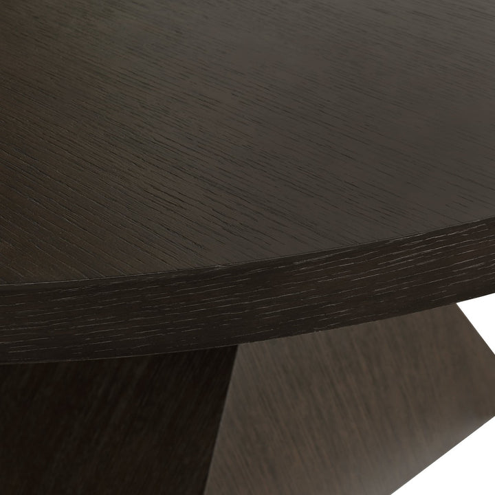 Newport Sculptural Base Dining Table In Dark Espresso Oak