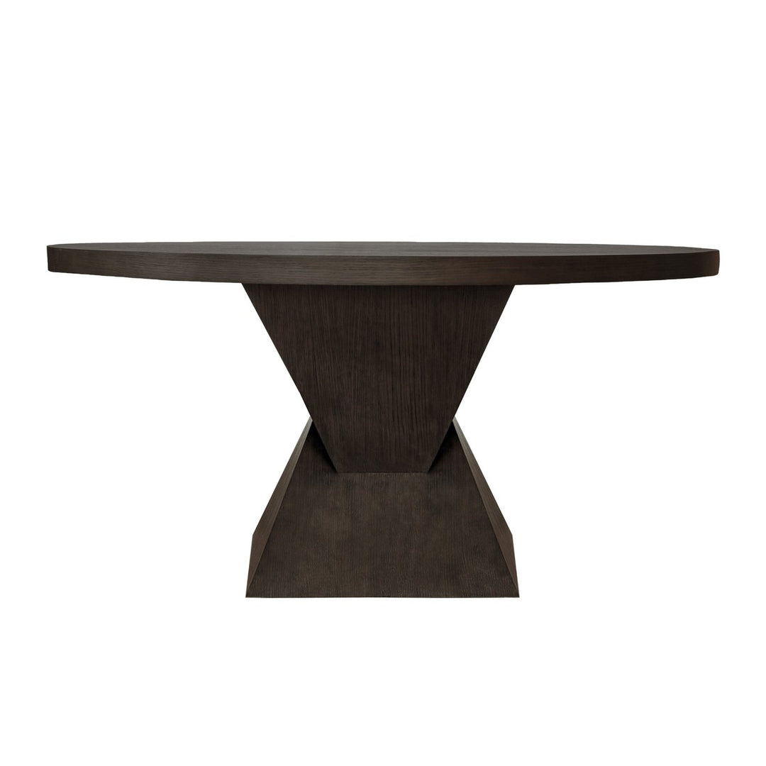 Newport Sculptural Base Dining Table In Dark Espresso Oak