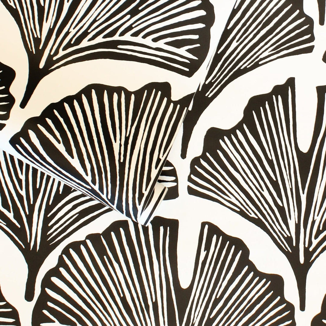 Feather Palm Peel And Stick Wallpaper By Novogratz-Tempaper & Co.-Tempaper-NG14140-DecorSingle Roll-Zebra Black Palm-4-France and Son