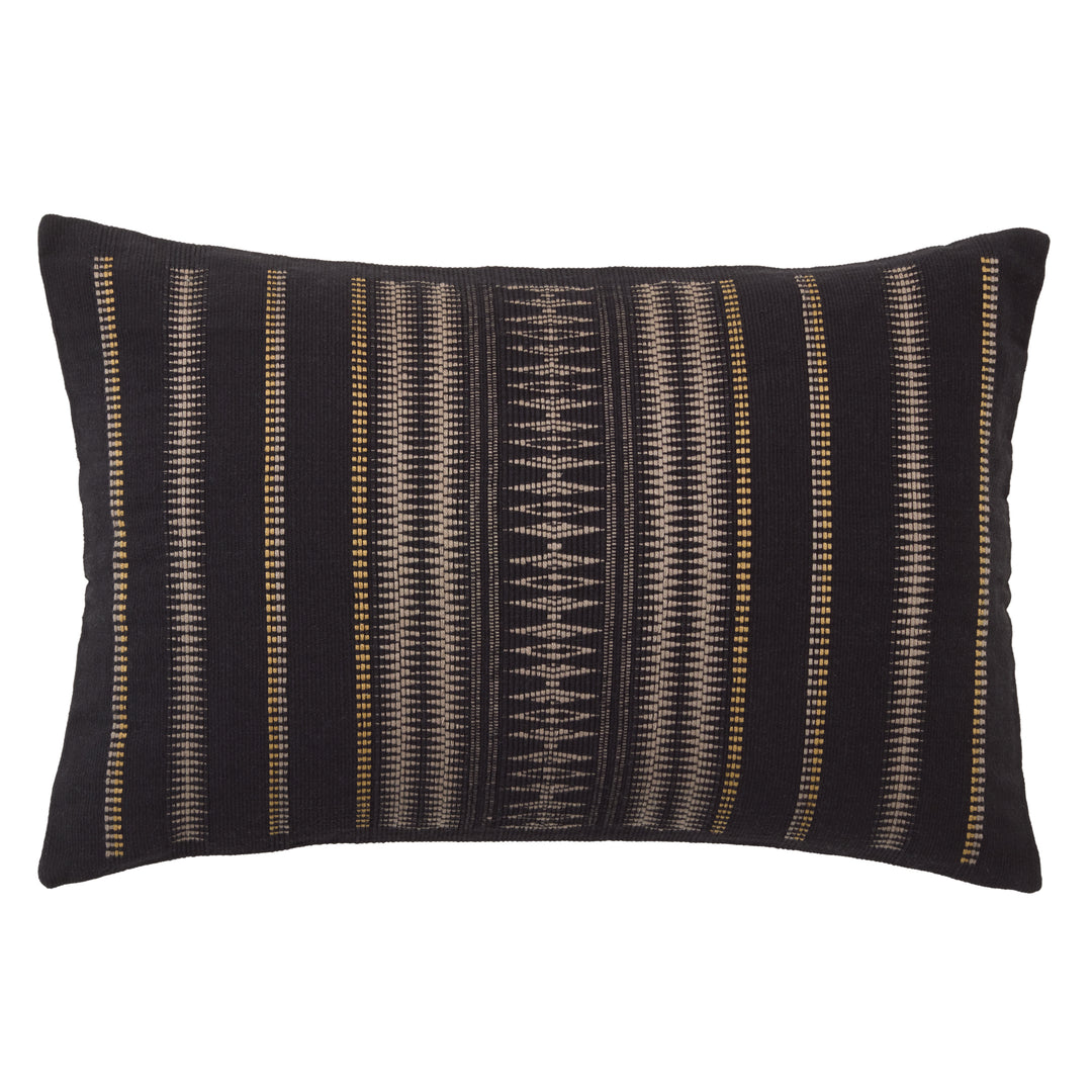 Jaipur Living Dzukou Tribal Black/ Taupe Down Pillow (16"X24" Lumbar)