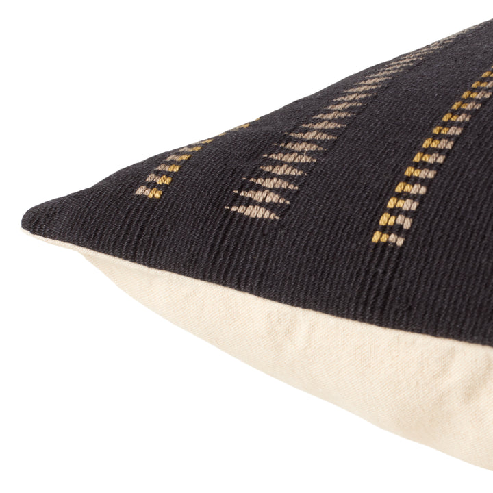 Jaipur Living Dzukou Tribal Black/ Taupe Down Pillow (16"X24" Lumbar)