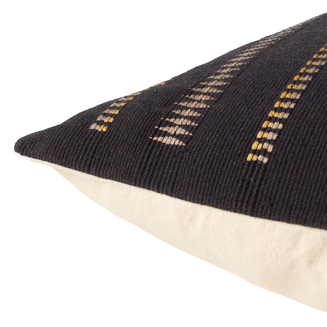 Jaipur Living Dzukou Tribal Black/ Taupe Poly Fill Pillow (16"X24" Lumbar)