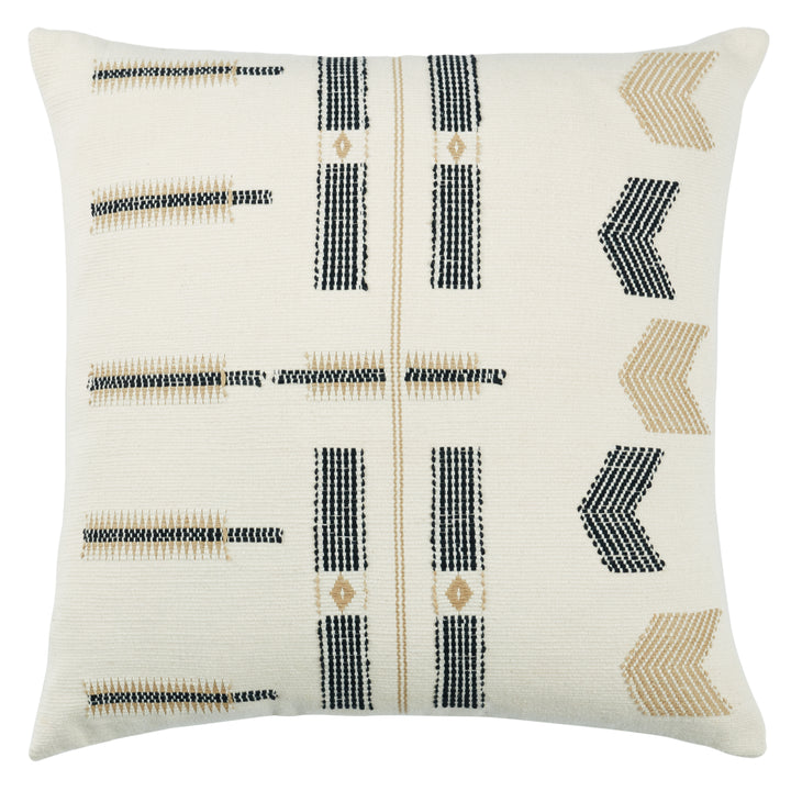 Jaipur Living Longkhum Tribal Cream/ Black Down Pillow (18" Square)