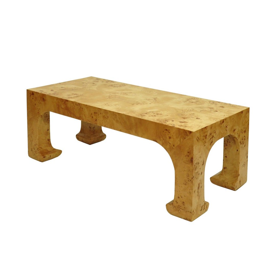 Nicola - Pagoda Style Coffee Table In Burl Wood