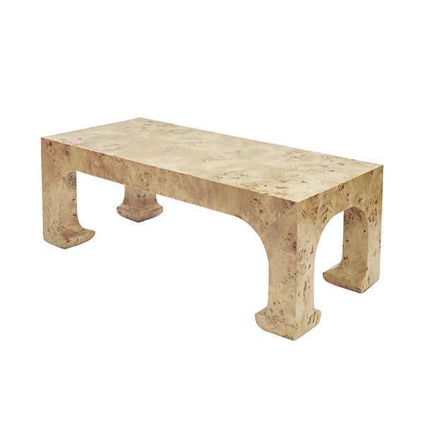 Nicola Pagoda Rectangle Coffee Table In Burl Wood - 48"