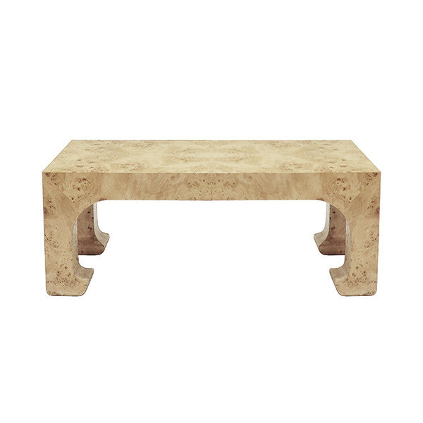 Nicola Pagoda Rectangle Coffee Table In Burl Wood - 48"