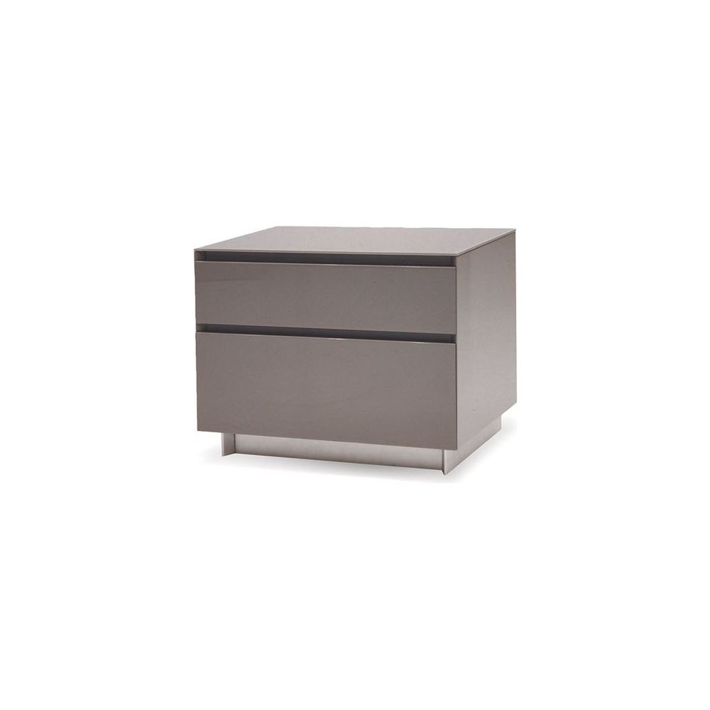 Nightstands Savvy Night Table 2-Drawer Light Grey High Gloss / Glass Top / Soft Closing Drawers