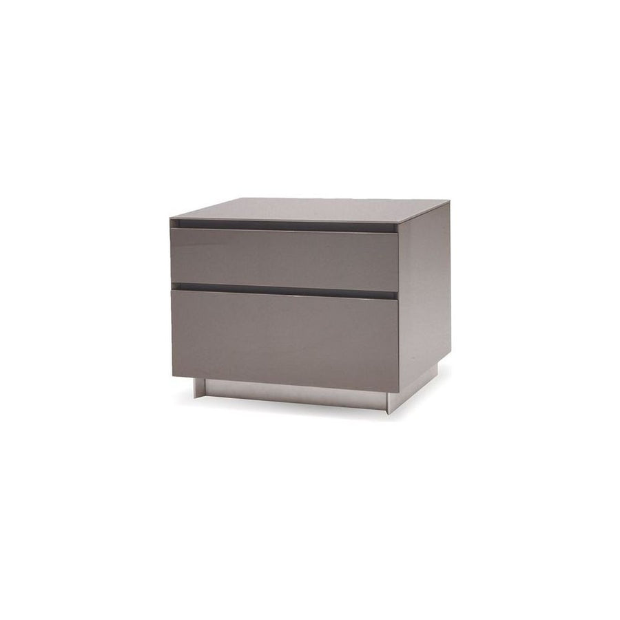 Nightstands Savvy Night Table 2-Drawer Light Grey High Gloss / Glass Top / Soft Closing Drawers