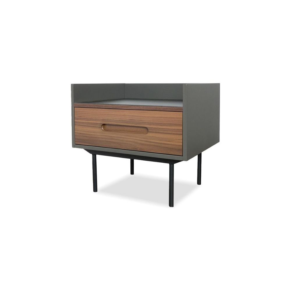 Side Tables Slater Side Table Walnut Front/Slate Grey Ceramic Top, Black Powder Coated Steel
