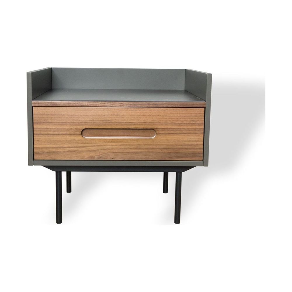 Side Tables Slater Side Table Walnut Front/Slate Grey Ceramic Top, Black Powder Coated Steel
