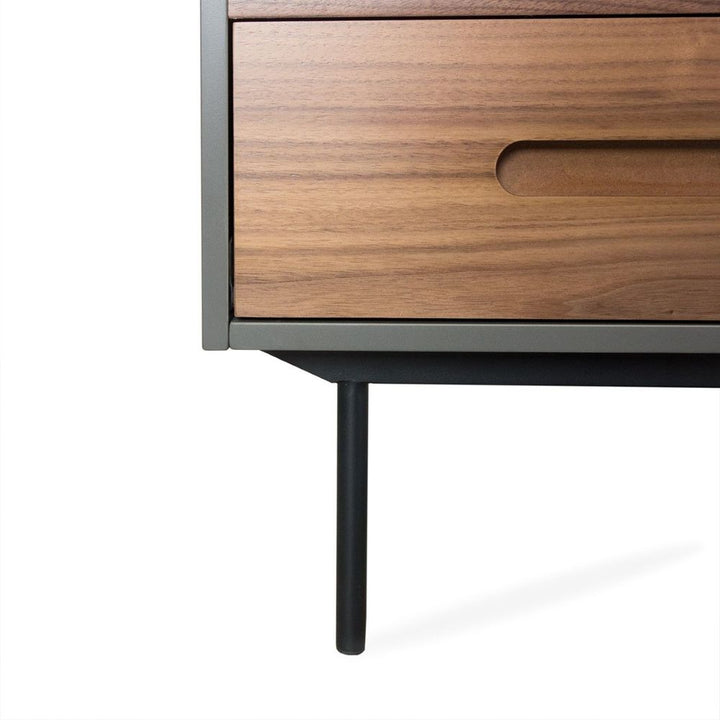 Slater Side Table Walnut Front/Slate Grey Ceramic Top, Black Powder Coated Steel