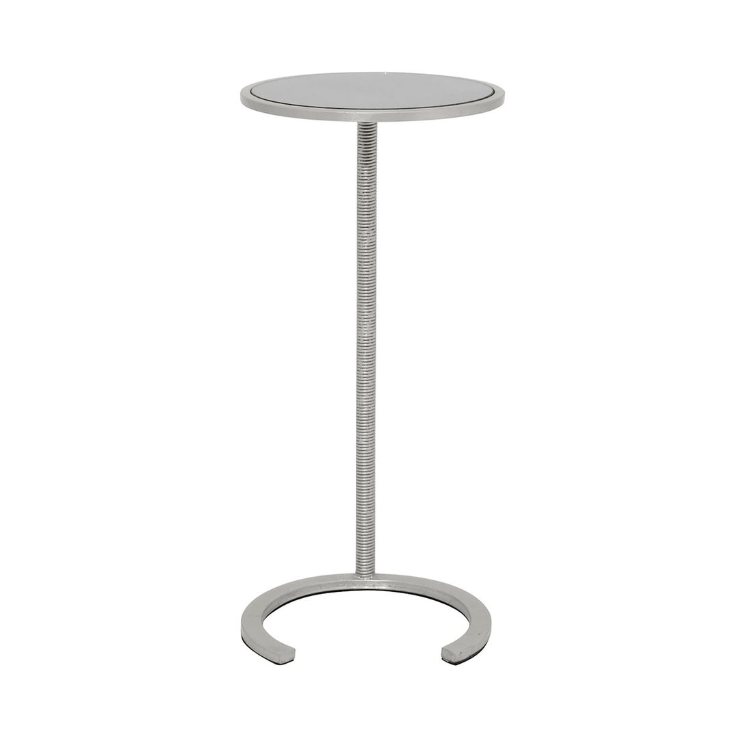 Nina - Wire Wrapped Stem Round Cigar Table With Mirror Top In Silver Leaf