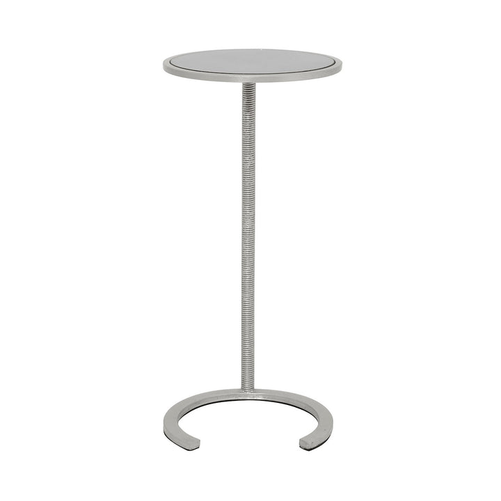 Nina - Wire Wrapped Stem Round Cigar Table With Mirror Top In Silver Leaf