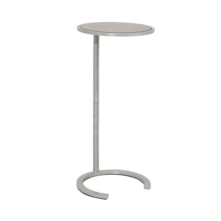 Nina - Wire Wrapped Stem Round Cigar Table With Mirror Top In Silver Leaf