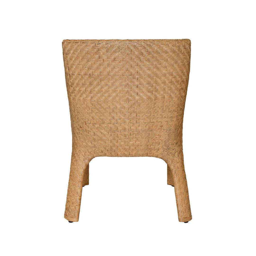 Noelle - Basketweave Rattan Wrapped Dining Chair With Ivory Linen Cushion