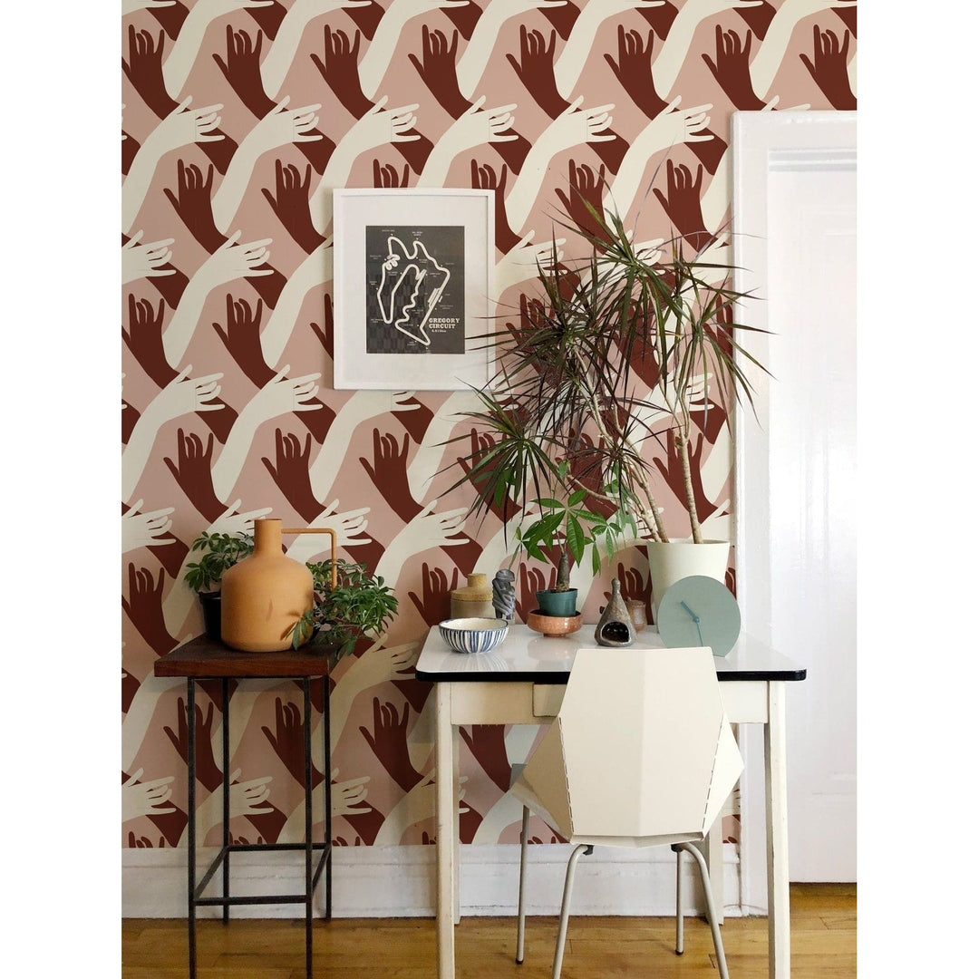 Connect Wallpaper-Mitchell Black-MITCHB-WCNP102-AM-PM-10-Wall PaperPatterns Mid Century Amber-Premium Matte Paper-5-France and Son