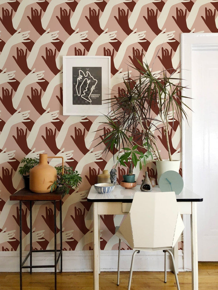 Connect Wallpaper-Mitchell Black-MITCHB-WCNP102-AM-PM-10-Wall PaperPatterns Mid Century Amber-Premium Matte Paper-5-France and Son