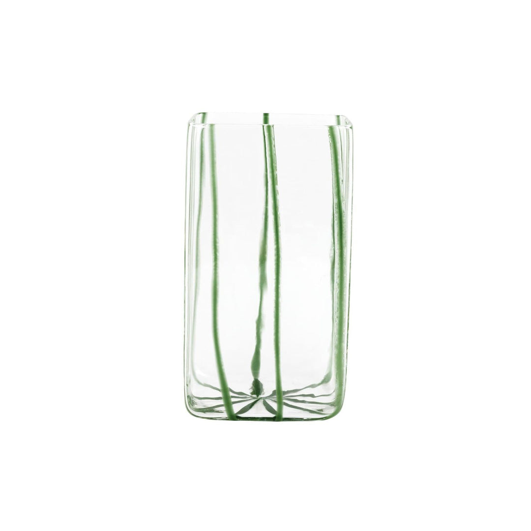 Nuovo Stripe Square Vase - Green