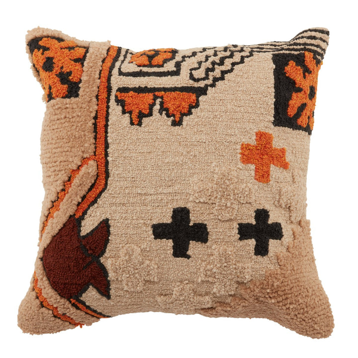 Jaipur Living Kika Indoor/ Outdoor Tribal Beige/ Orange Poly Fill Pillow (22" Square)