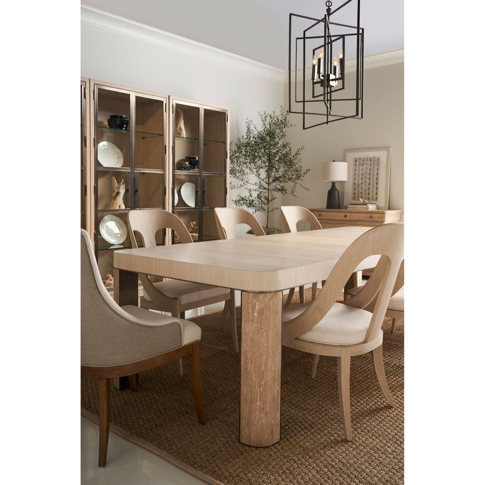 Upwelling Travertine Leg Dining Table 96-116"